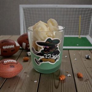 Football candle fireside, apples and maple bourbon 16 oz 60 hr burn time
